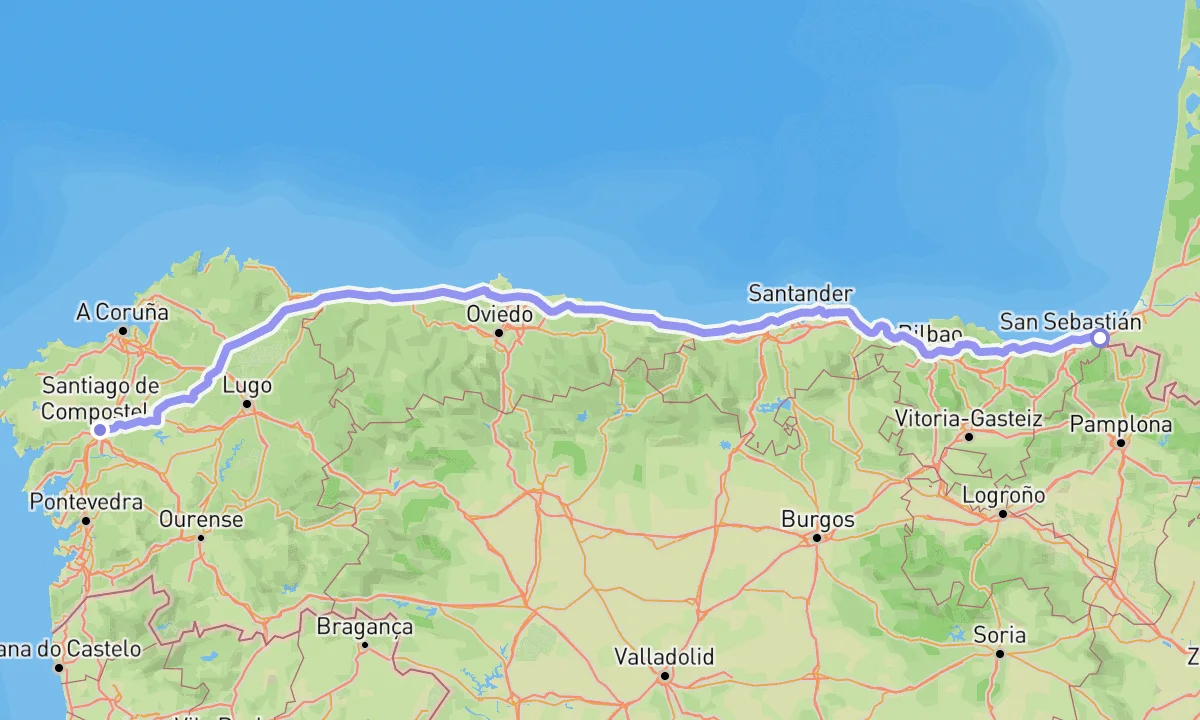 Camino del Norte on the map