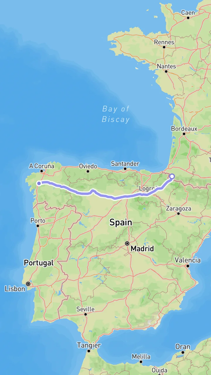 Camino Francés on the map
