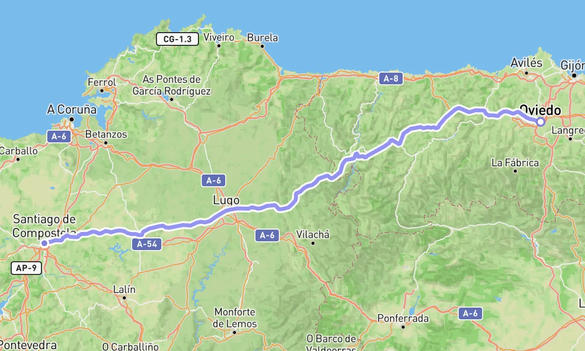Camino Primitivo on the map
