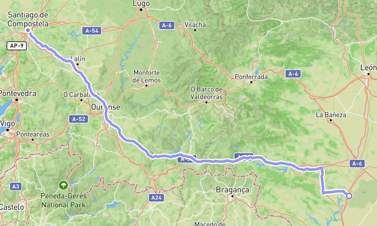 Camino Sanabrés on the map